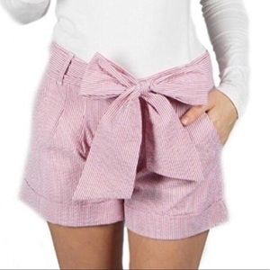 Lauren James Seersucker Bow Shorts Red